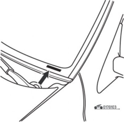 Рис. 1.3. Идентификационные номера автомобиля и шасси на передней панели моторного щита передка