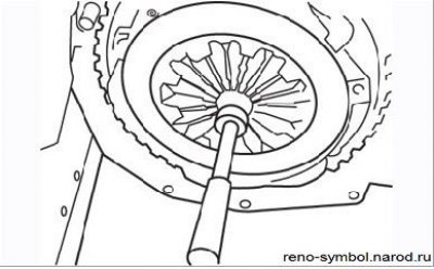 Рисунок 4.7. Центрирование ведомого диска сцепления с помощью оправки