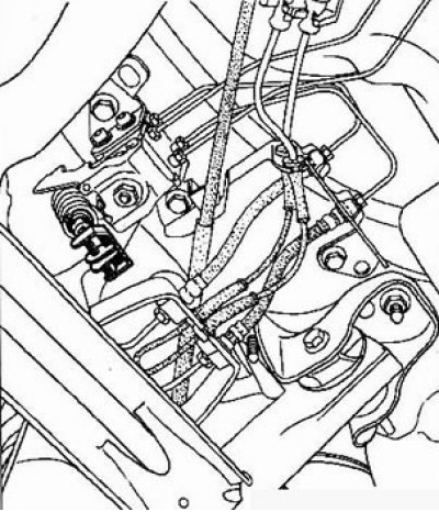 5. Отсоедините от балки задней оси тягу компенсатора тормозных сил.
