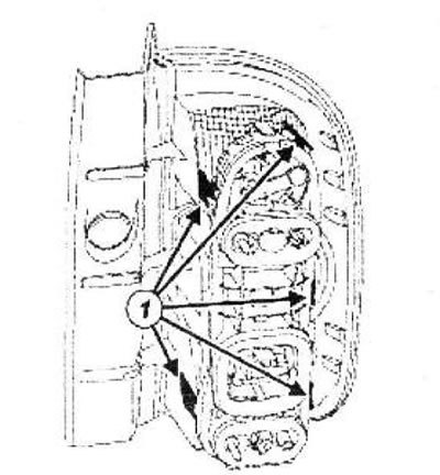Отсоедините держатель лампы, отжав защелки (1).