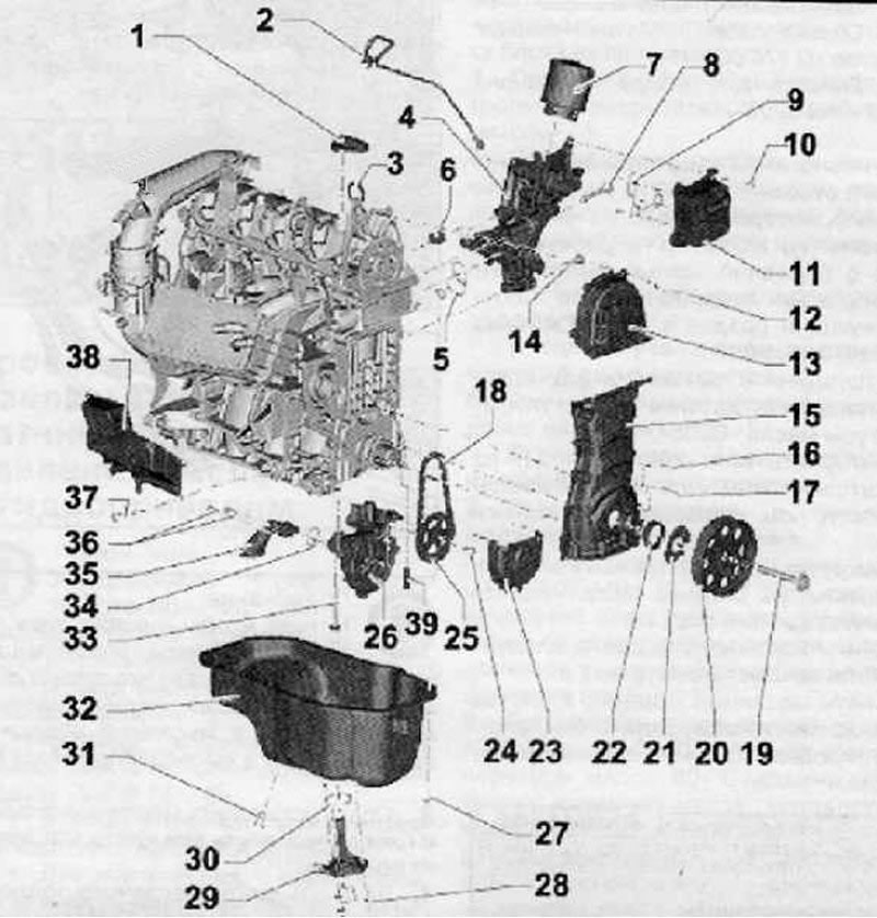 1. Крышка маслозаливной горловины; 2. Напорная…