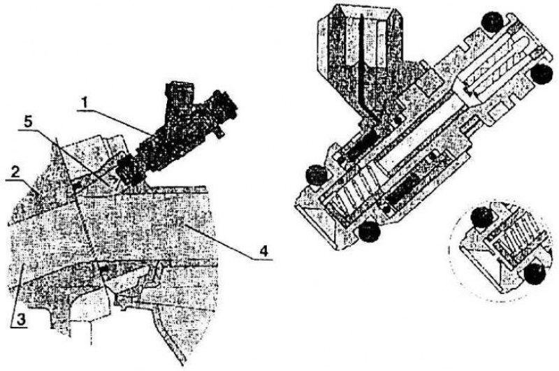 1 – форсунка; 2 – головка блока цилиндров; 3 –…