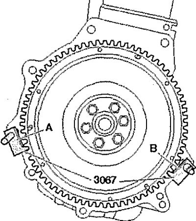 Вставить упор -3067- в отверстие блока цилиндров -А-.
