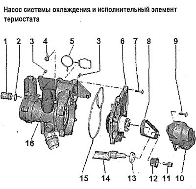 Насос системы охлаждения и исполнительный элемент…