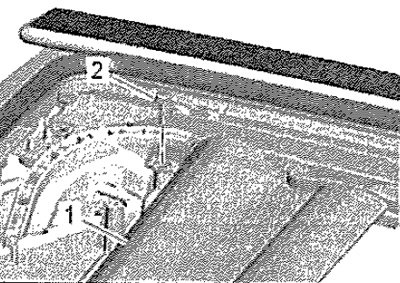 Вывернуть задние винты -2- шторки -1- сдвижного…
