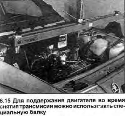 15. Поместите под двигатель домкрат, проложив…
