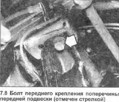 8. Открутите болты переднего крепления поперечины…