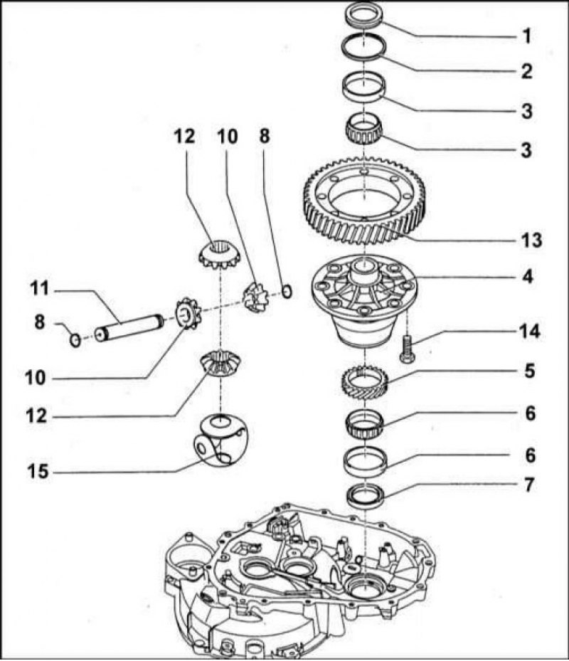 1 - Сальник; 2 - Регулировочная шайба; 3 -…