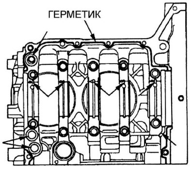 3. Нанесите тонкий слой герметика на сопрягаемые…