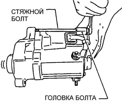 2. Отвинтите два болта крепления тягового реле.