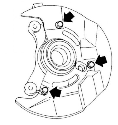 3. Снимите с поворотного кулака тормозной щит.