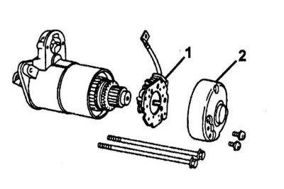 1 - Щеткодержатель; 2 - Задний кронштейн
