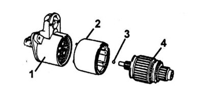 1 - Передний кронштейн; 2 - Статор; 3 - Шарик; 4…