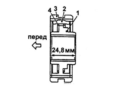 1 - Ступица; 2 - Скользящий ключ (сухарь); 3 -…