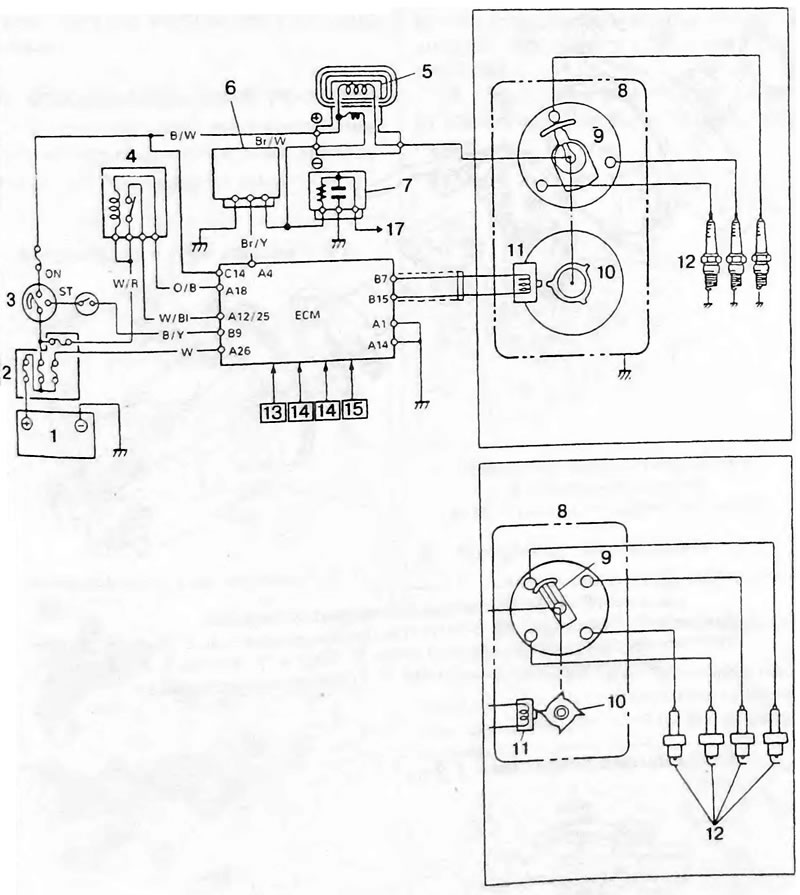 Рис.2.52. Система зажигания. 1. Батарея, 2.…