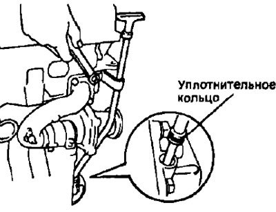 в) Установите масляный щуп в сборе с направляющей…