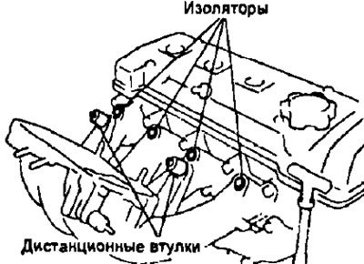 г) Установите четыре новых изолятора и две (для…