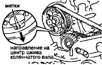 а) Поверните шкив коленчатого вале и установите…