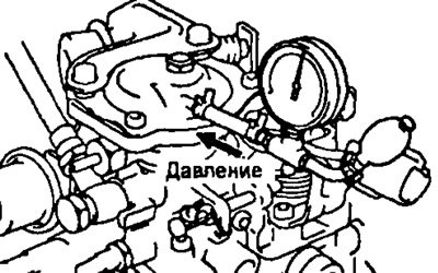 б) Подайте давление 1.36 бар на корректор…