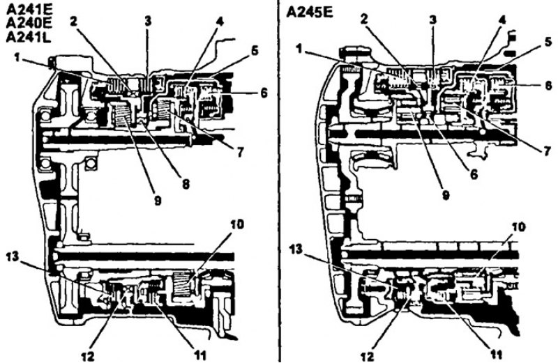 Планетарный механизм (модели 2WD, кроме A132L): 1…