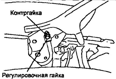 б) Ослабьте контргайку и, вращая регулировочную…