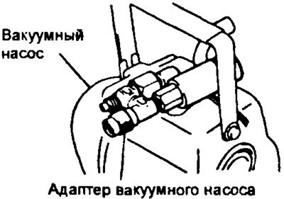 б) Подсоедините центральный шланг блока…