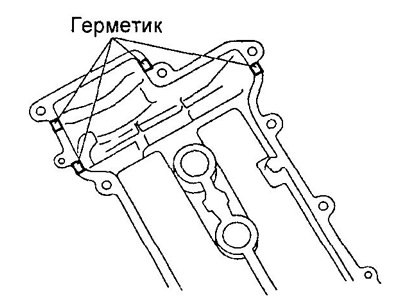 б) Нанесите герметик в места, показанные на…