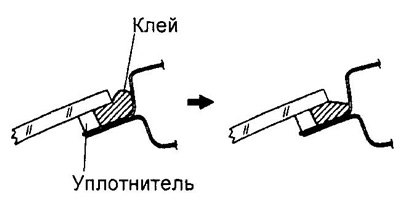 г) Удалите избыток клея.