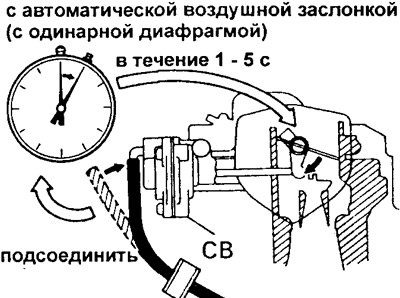 в) Подсоедините вакуумный шланг к диафрагменному…