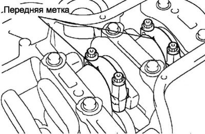 Рис. 2.261. Метки на крышках подшипников шатунов