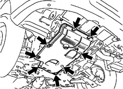 Рис. 2.327. Крепление нижнего щитка двигателя №1