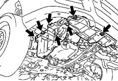 Рис. 2.328. Крепление нижнего щитка двигателя