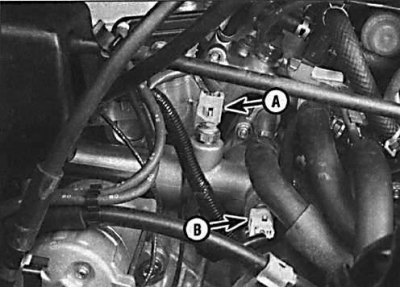 На двигателе 1MZ-FE V6 термодатчики № 1 (А) и № 2…