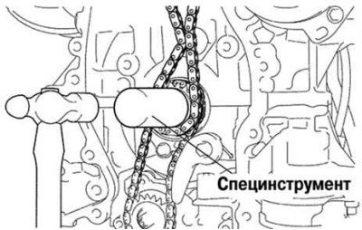 Рис. 2.157. Фиксация звездочки коленчатого вала