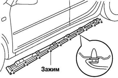 Рис. 8.47. Снятие и установка нижнего молдинга