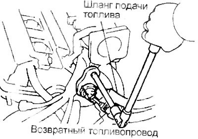 15. Отсоедините шланг возврата топлива от…