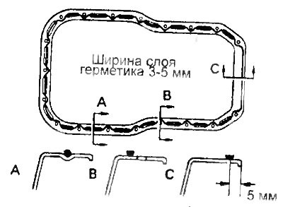 д) Нанесите герметик на поверхность контакта…
