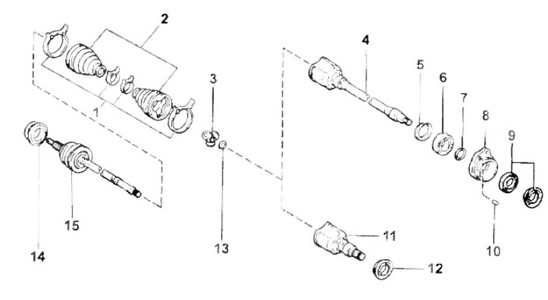 Приводной вал (4S-FE, 3S-FE (2WD)). 1 - хомут, 2…
