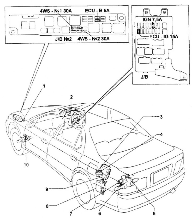 Проверить тойота. Система 4ws Toyota Camry. Как работает 4ws Тойота.