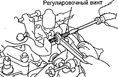 б) Отрегулируйте зазор поворотом регулировочного…