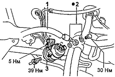 4A-FE, 5A-FE: 1 - входной топливный шланг, 2 -…