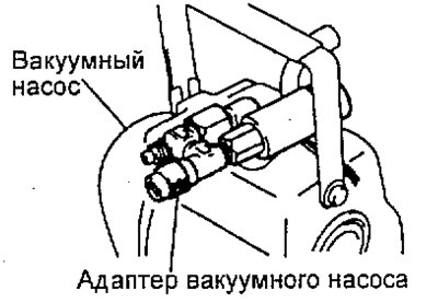 а) Установите адаптер на вакуумный насос.
