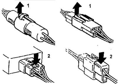 1 - отожмите, 2 - нажмите.