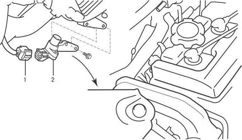 Рав 4 датчики. Toyota rav4 2001 датчик коленвала. Датчик распредвала рав4 1. Датчик коленвала Тойота рав 4. Датчик коленвала Тойота рав 4 дизель расположение.
