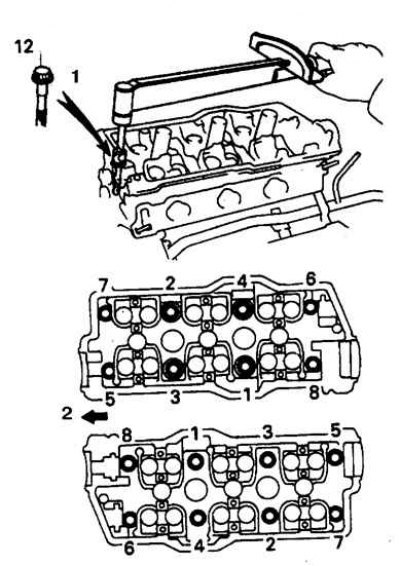 1. Болт с 12-гранными шлицами; 2. К передней части