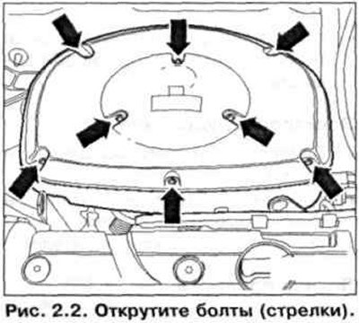 5. Открутите болты (стрелки) (рис. 2.2).