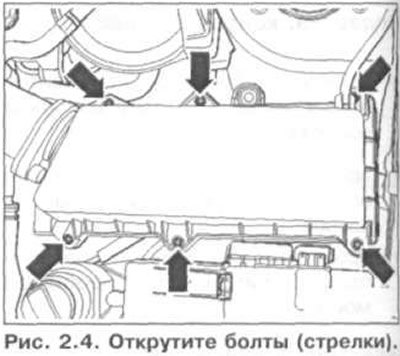 10. Открутите болты (стрелки) (рис. 2.4).