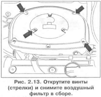 3. Открутите винты (стрелки) и снимите воздушный…