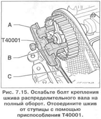 14. Ослабьте болт крепления шкива…