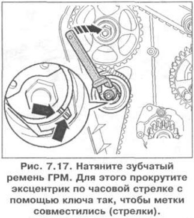 19. Натяните зубчатый ремень ГРМ (рис. 7.17). Для…